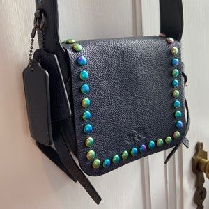 COACH Oil Slick Rivet Dakotah Flap Crossbody RARE
